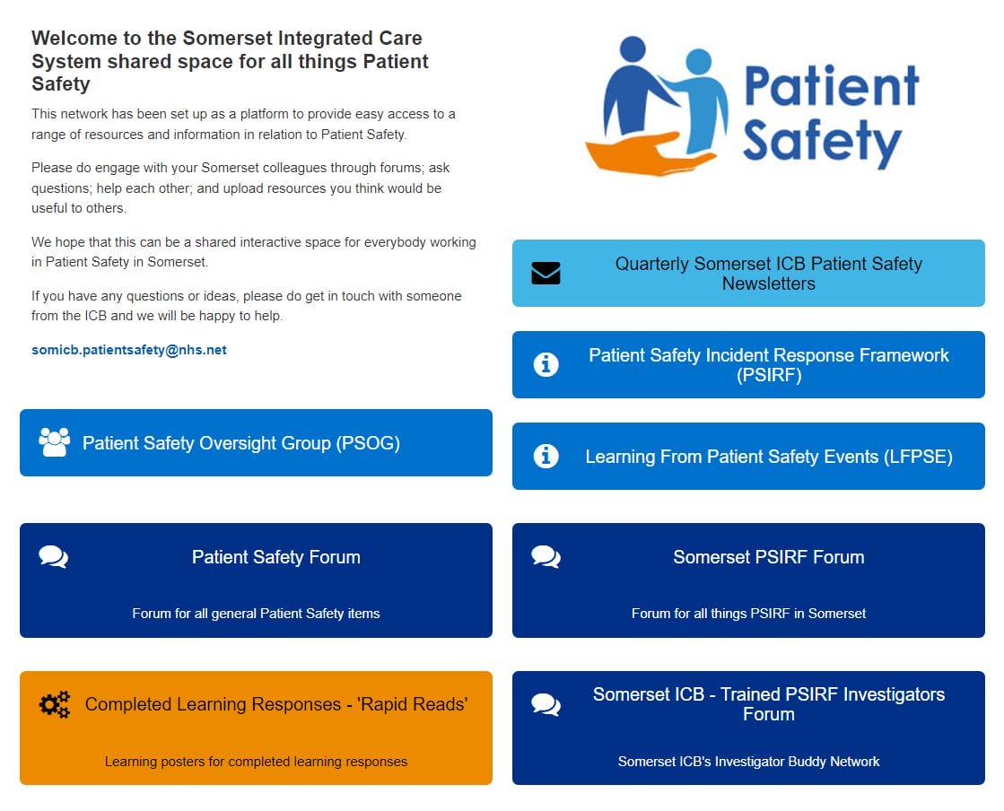 Somerset Patient Safety Network FutureNHS