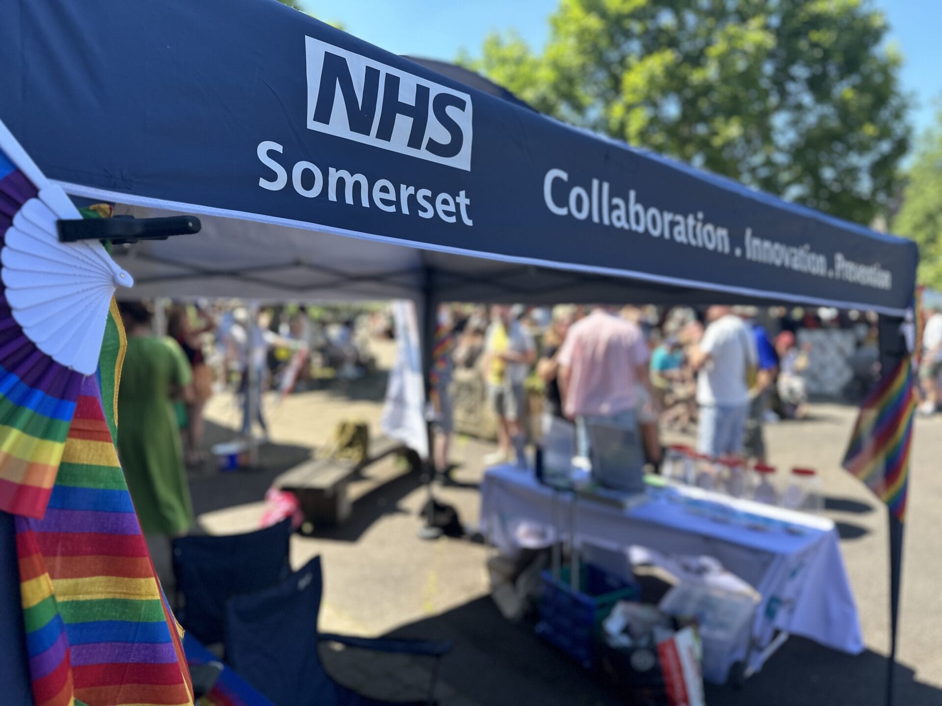 Picture of NHS Somerset's gazebo at an event.