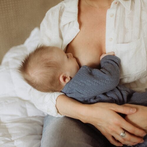 A baby breastfeeding