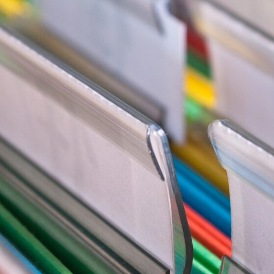 Picture of file tabs on multicoloured files